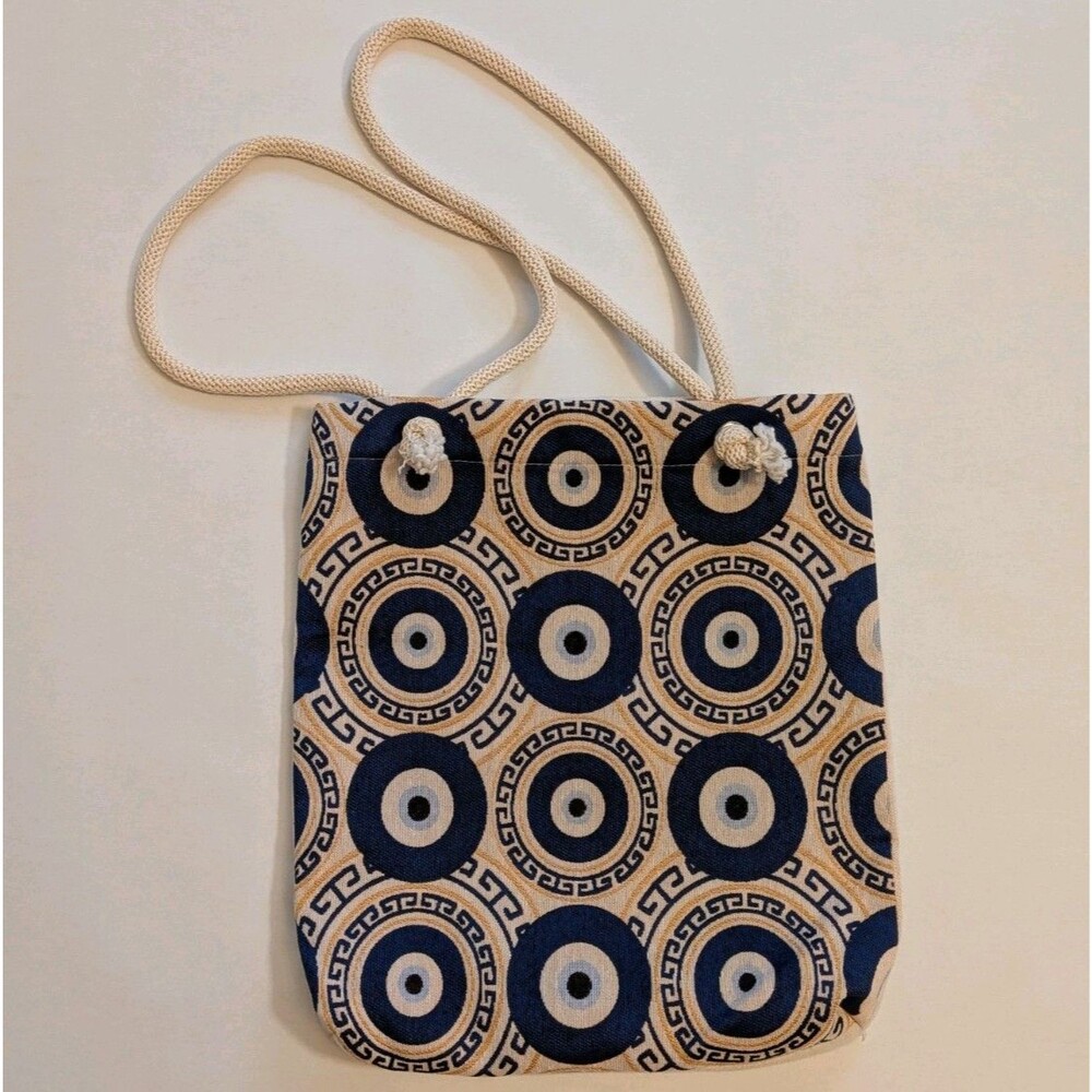 Evil Eye Tapestry Rope Handle Tote Bag Boho Gypsy Celestial Whimsy Geometric